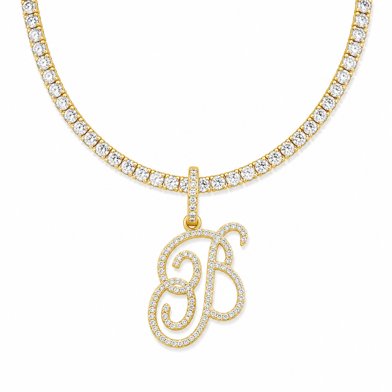 ÉCLAT INITIAL TENNIS NECLACE - GOLD