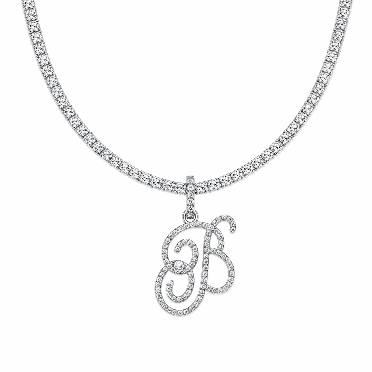 ÉCLAT INITIAL TENNIS NECLACE - SILVER