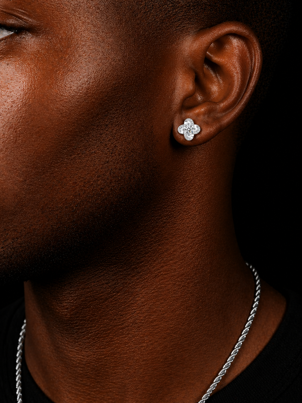 CRYSTAL CLOVER STUD EARRINGS