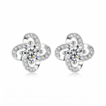 CRYSTAL CLOVER STUD EARRINGS